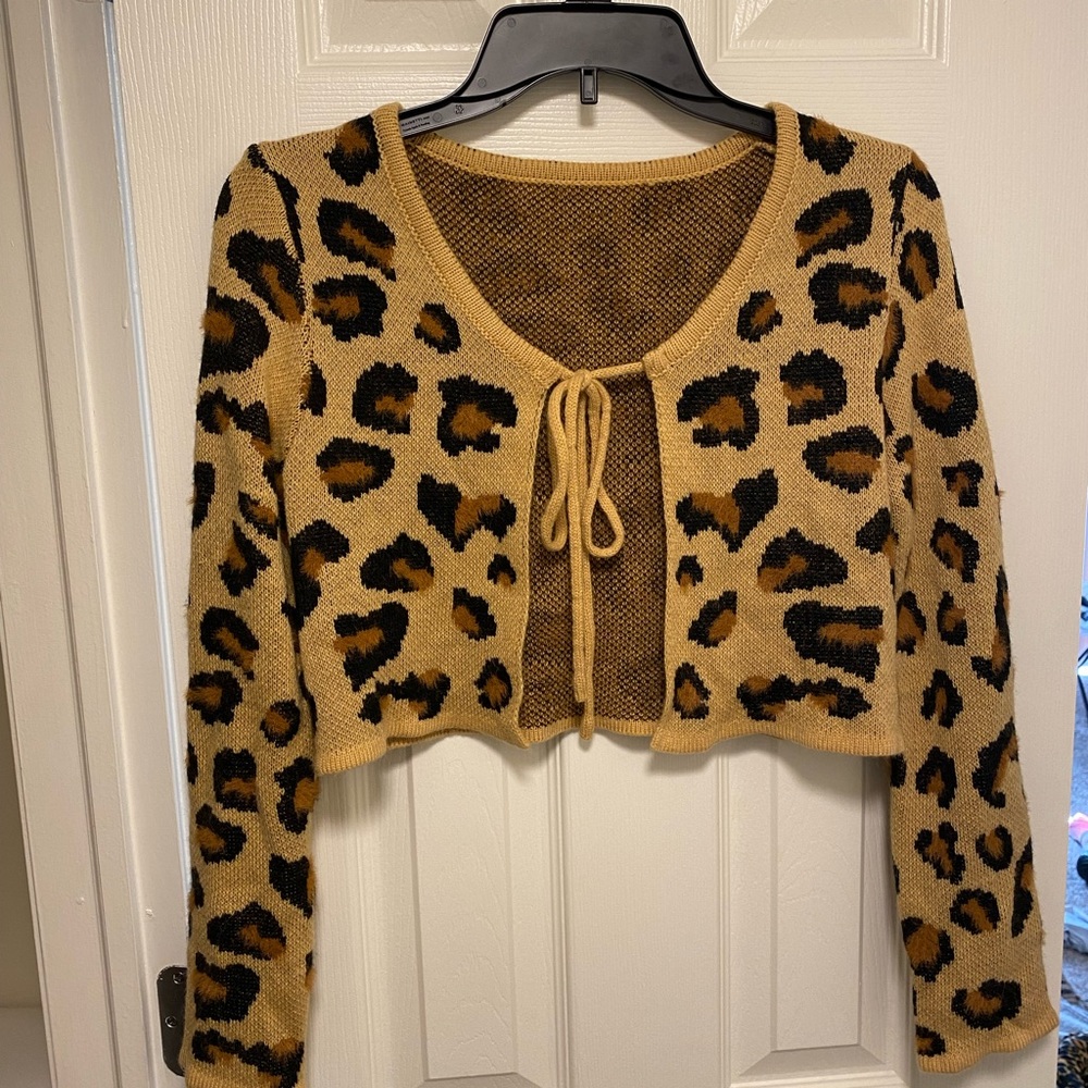 Leopard print cropped Cardigan